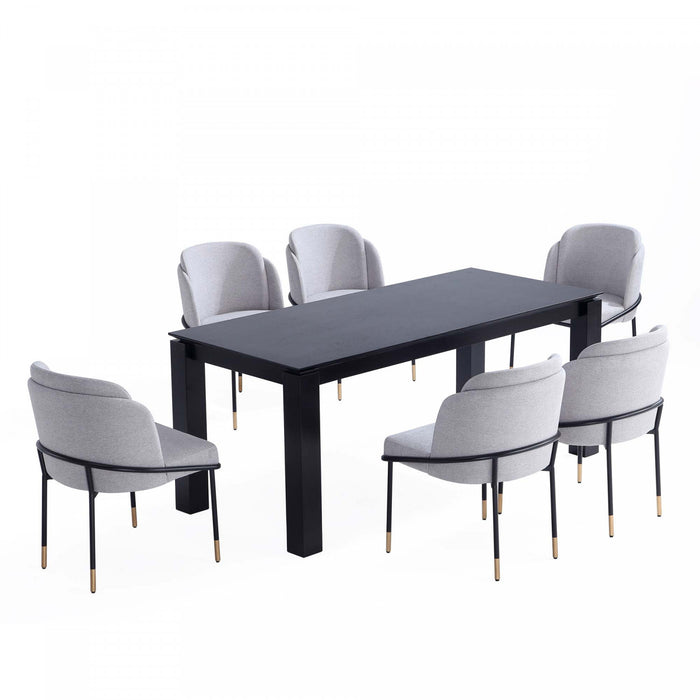 Flor and Rockaway Modern Industry Chic 7-Piece Dining Set in Gray and Black