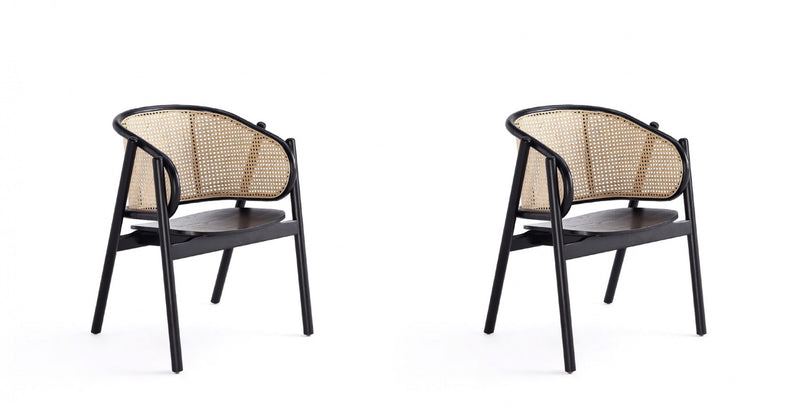 Versailles Industry Chic Wood Accent Armchair in Black and Natural - Set of 2