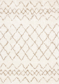 Taylor Cream Brown Lattice Shag Rug, 6'7