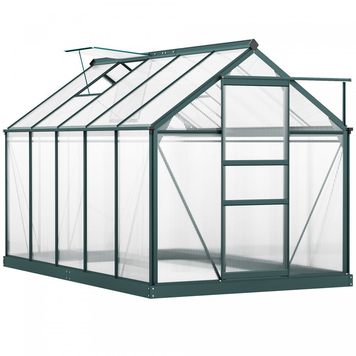 Outsunny 10.2' X 6.3' X 6.6' Clear Polycarbonate Greenhouse Large Walk-in Green House Garden Plants Grow Galvanized Base Aluminium Frame W/ Slide Door