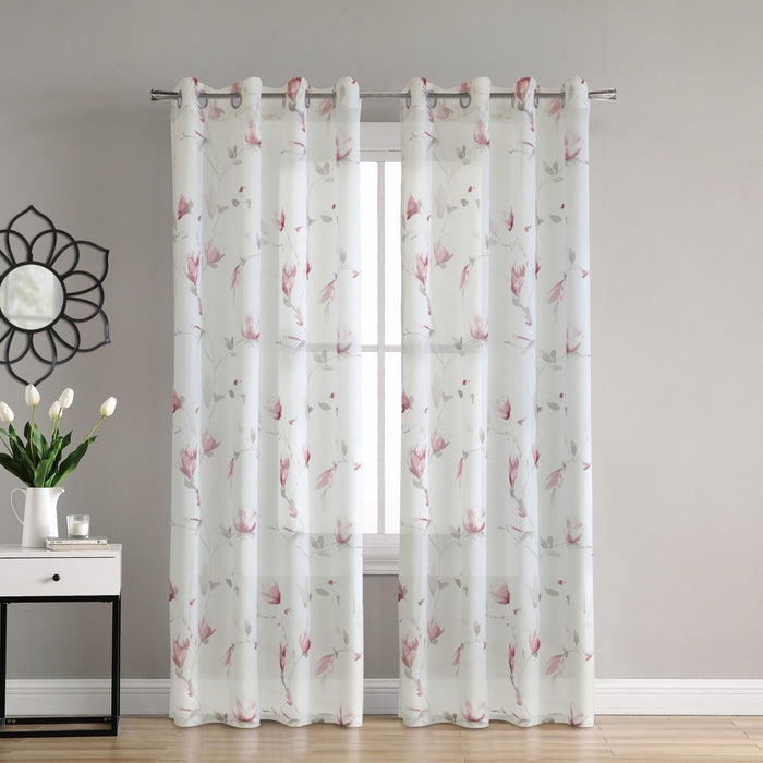Habitat Symphony Rose Sheer Grommet Curtain Panel - 52 x 63