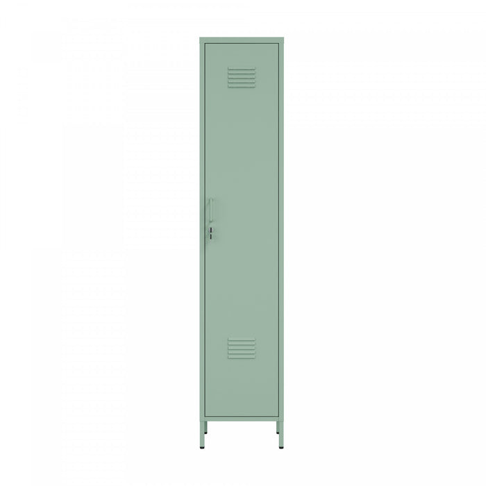 Naomi Modern 15\" Metal Storage Cabinet in Sage Green Armoire