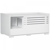 PawHut Cat Litter Box Enclosure with Storage Compartments, Hidden Cat Litter Box Furniture and Side Table with Elevated Bottom, Fits Most Litter Pans, for Living Room, White