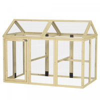Pawhut Chicken Run, Wooden Large Chicken Coop with 3 Perches and 2 Doors, Outdoor Poultry Cage for Backyard, Farm, for 1-3 Poultry, Rabbits, Ducks, 55