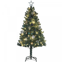HOMCOM 5ft Prelit Artificial Christmas Tree with LED Lights and Decorations