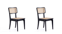 Manhattan Comfort Set of 2 Giverny Dining Chairs - Black & Natural Cane