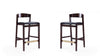 Klismos Mid-Century Modern Wood Upholstered Counter Stool in Black - Set of 2