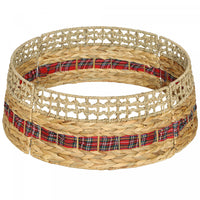 HOMCOM 23 inch Rustic Christmas Tree Collar, Water Hyacinth Tree Base Cover