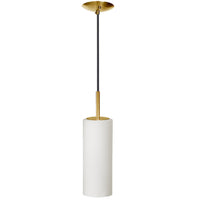 Dainolite Paza 1 Light Pendant Aged Brass Finish White Glass Lamp