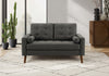 Upholstered Love Seat, 58\" L, Dark Grey Fabric, Walnut Wood Legs, Mid-Century Modern Loveseat