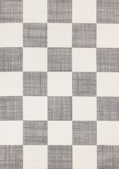 Covington Grey White Checkered Pattern Rug, 5'3\" x 7'7\" Indoor Area Rug