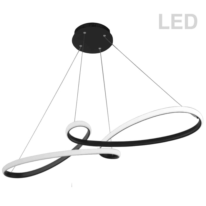 Dainolite Nola LED Horizontal Pendant 50w Matte Black White Silicone Diffuser Lamp