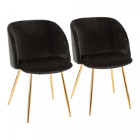 LumiSource Fran Black Velvet Contemporary Dining Chair - Set of 2