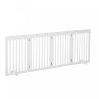 Pawhut Freestanding Pet Gate 4 Panel Dog Barrier Folding Safety Fence With Support Feet Up To 80.25