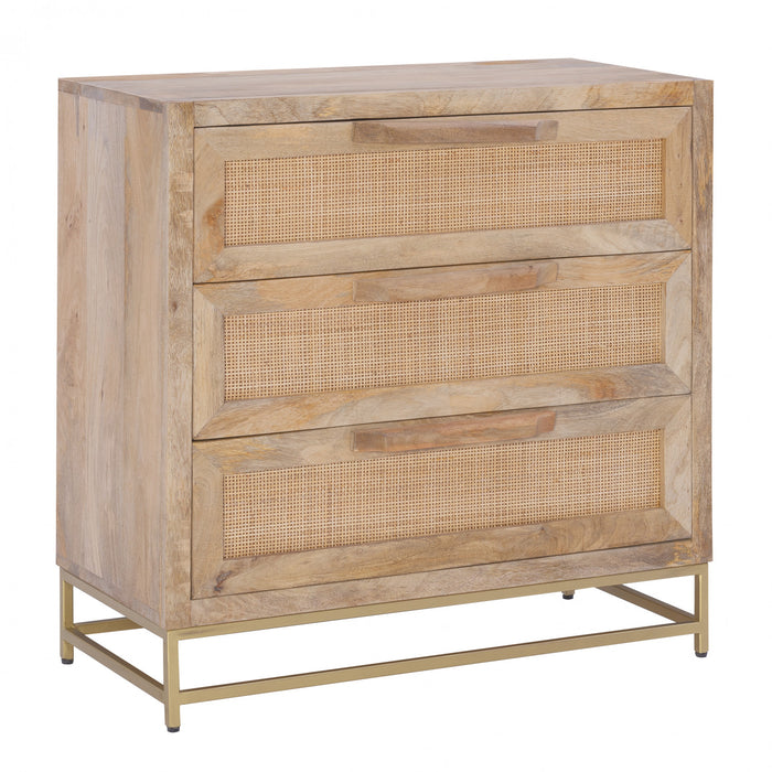 Janie 3-Drawer Rattan Accent Cabinet - Natural