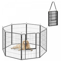PawHut 8 Panels Dog Playpen, Portable Heavy Duty Pet Fence with Door & Strap, 39.5