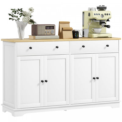 HOMCOM Sideboard Cabinet with Storage Drawers Adjustable Shelves White