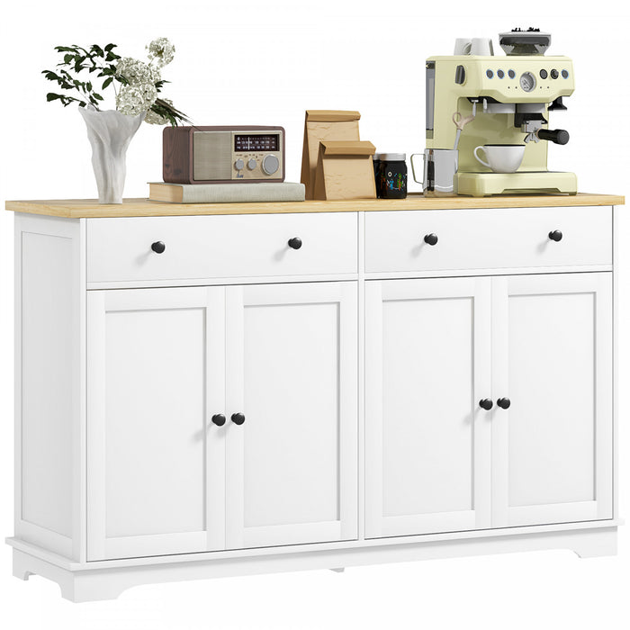 HOMCOM Sideboard Cabinet with Storage Drawers Adjustable Shelves White