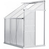 Outsunny 6' X 4' Aluminum Lean-to Greenhouse Polycarbonate Walk-in Garden Greenhouse With Adjustable Roof Vent, Rain Gutter And Sliding Door For Winter, Clear