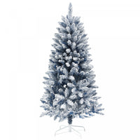 Homcom 5 Ft Artificial Christmas Tree With Snow Flocked Branches, Hinge