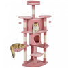 PawHut Cat Tree, 62\" Multi-Level Cat Tower with Scratching Posts, 2 Condos, Hammock, Perches, Plush, Pompoms, for Indoor Kittens Playing, Resting, Sleeping, Pink