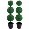 Outsunny Artificial Boxwood Topiary Tree Set of 2, Faux Boxwood Ball Tree