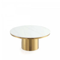 Glenn Modern Glam Sintered Stone Top Coffee Table in Gold