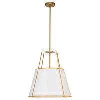 Dainolite Trapezoid 1 Light Pendant Gold/White Shade White Fabric Diffuser Lamp