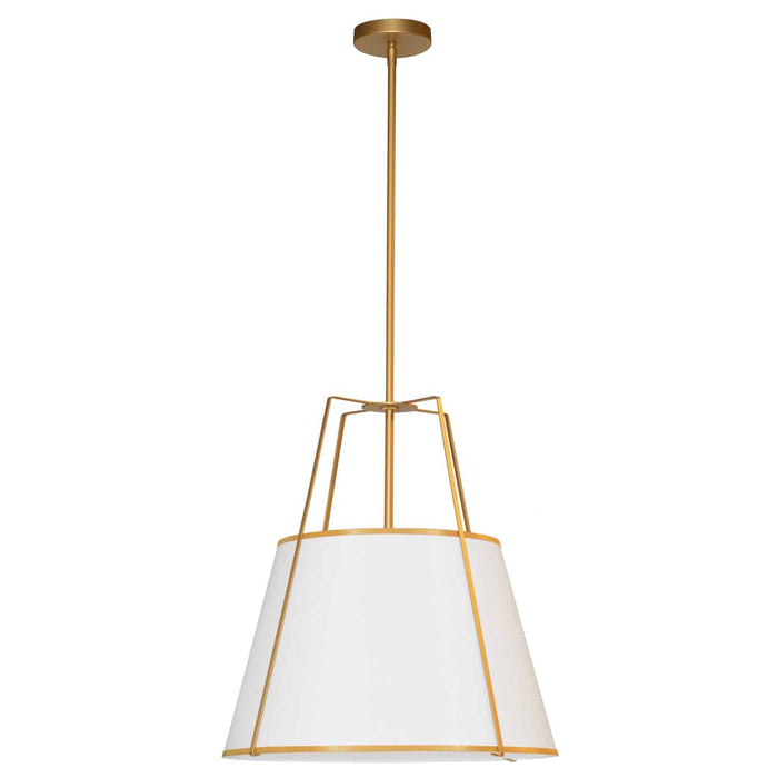 Dainolite Trapezoid 1 Light Pendant Gold/White Shade White Fabric Diffuser Lamp