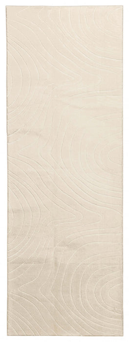 Somos Contemporary Cream Washable Rug 1'10\" x 6'0\" Indoor Area Rug