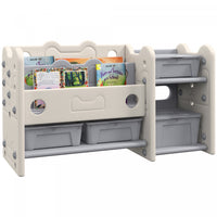 Qaba Toy Storage Organizer With 4 Storage Boxes, Bookshelves, Toy Organizer For Nursery, Kids Room,