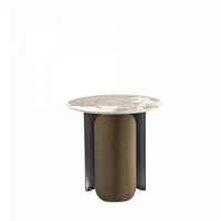 Monica Modern Glam Sintered Stone Top End Table in Bronze