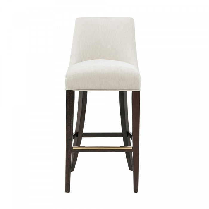 Beever Modern Wood Upholstered Chenille Barstool in Cream