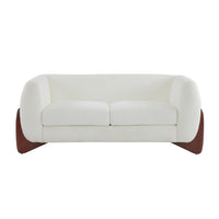 Lillian Solid Wood Modern Boucle Upholstered Loveseat Comfort Seating,Beige 