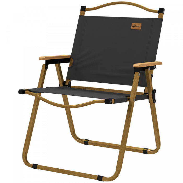 Outsunny Folding Camping Chair, Portable Armchair, Dark Grey