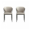 Kirsten Modern Metal Vegan Leather Dining Chair in Light Gray - Set of 2