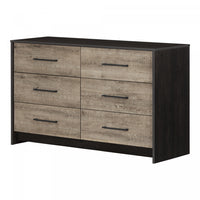 Londen 6-drawer Dresser - Rubbed Black And Weathered Oak