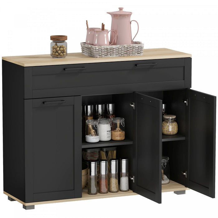 HOMCOM Sideboard Buffet Cabinet with Drawer and Adjustable Shelves, Black