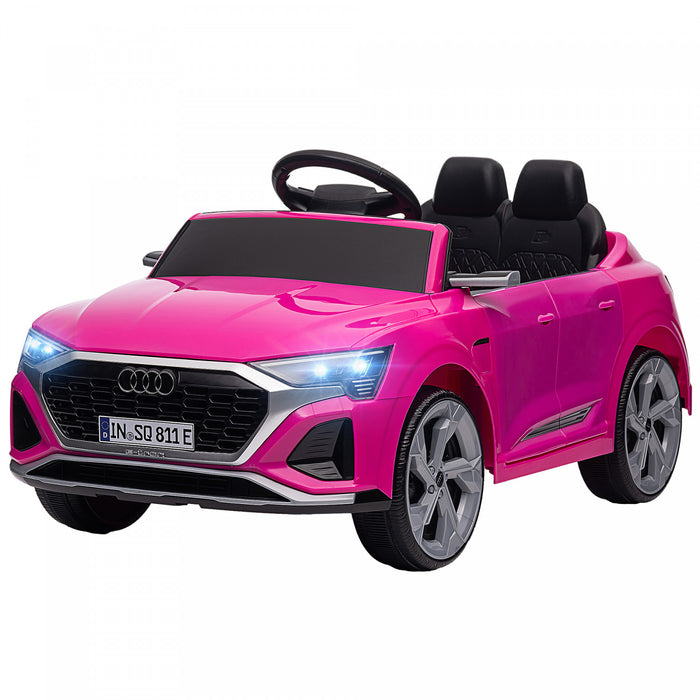Qaba Audi Q8 Etron Sportback Licensed Powered Ride-On Car, 12v Battery Powered Kids Electric Car With Remote Control, Soft Start, Spring Suspension, Horn, Headlights, Music, Pink