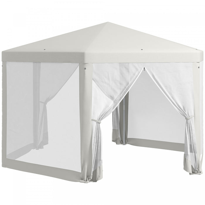 Outsunny Hexagonal Patio Gazebo Tent, Creamy White