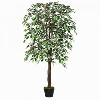 Outsunny 5.3ft Potted Artificial Tree Ficus for Indoor Home Decor