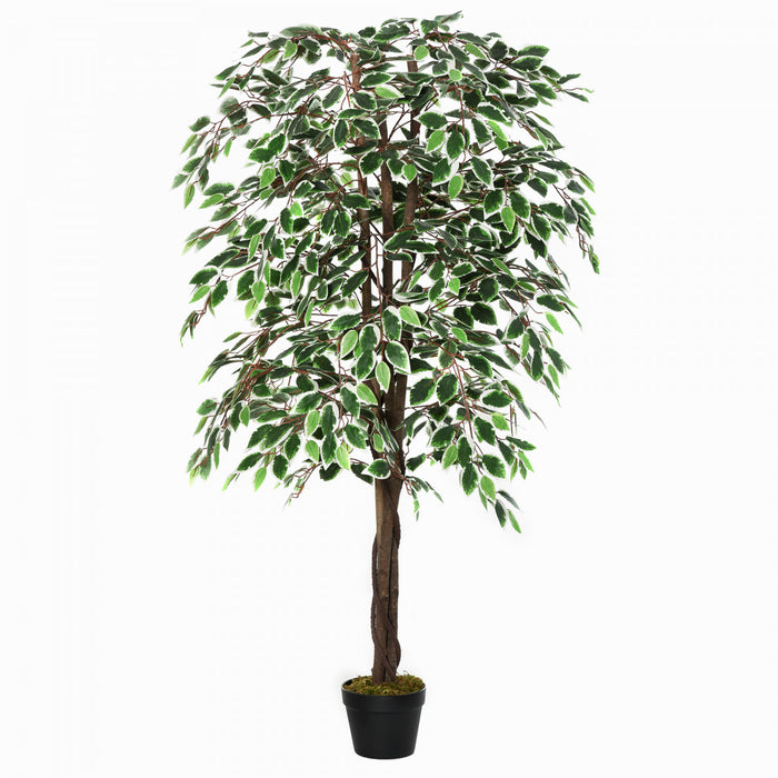 Outsunny 5.3ft Potted Artificial Tree Ficus for Indoor Home Decor