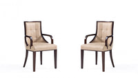 Fifth Avenue Traditional Wood Upholstered Dining Chair in Tan - Set of 2