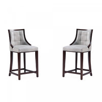 Fifth Avenue Traditional Wood Upholstered Counter Stool in Light Gray - Set of 2