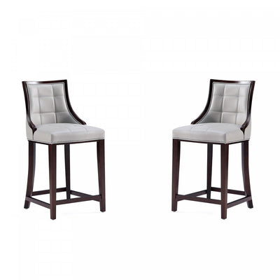 Fifth Avenue Traditional Wood Upholstered Counter Stool in Light Gray - Set of 2 | Tabouret de comptoir traditionnel en bois Fifth Avenue avec assise rembourree, gris clair - Lot de 2