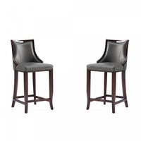 Emperor Traditional Wood Upholstered Barstool in Graphite - Set of 2 