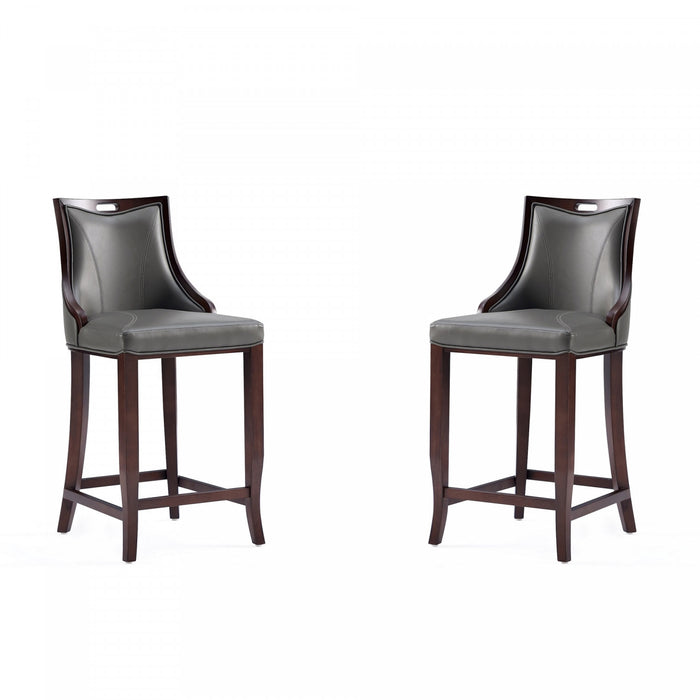 Emperor Traditional Wood Upholstered Barstool in Graphite - Set of 2