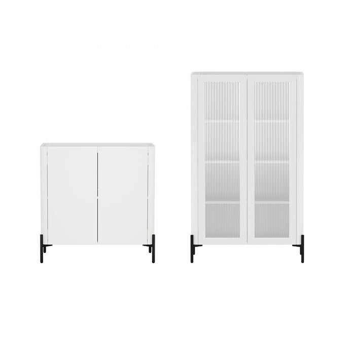 Abbey Modern 2-Piece Accent Storage Cabinets in White