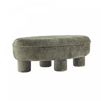 Tribeca Mid-Century Modern Chenille Accent Ottoman in Olive Green 