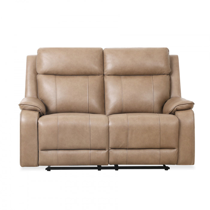 Marlow 60 in. Leather Match Power Reclining Loveseat with USB/USB-C - Taupe